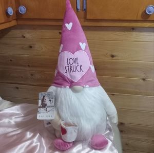 Rae Dunn valentine's day pink hearts large gnome weighted bottom "love struck"